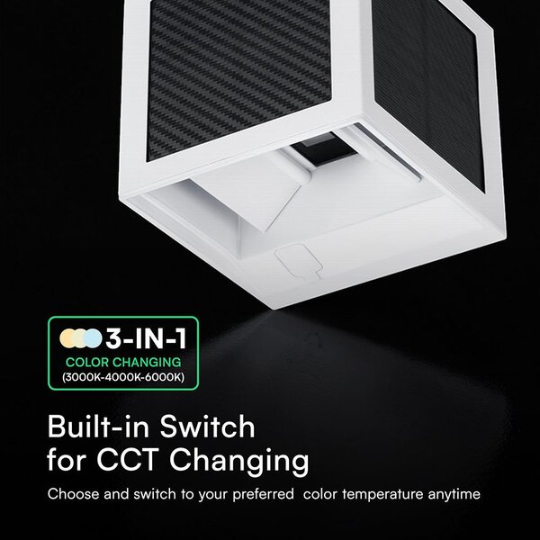 V-TAC 9W COB LED szolár fali fehér lámpa, szenzorral, állítható színhőmérséklettel - SKU 24295