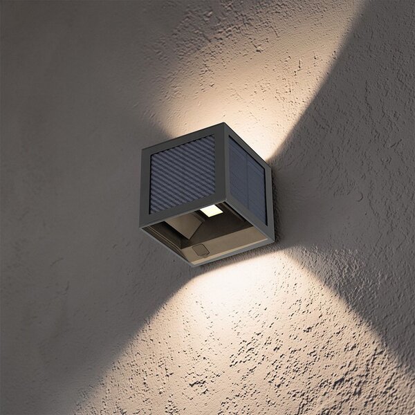 V-TAC 9W COB LED szolár fali fekete lámpa, szenzorral, állítható színhőmérséklettel - SKU 24293
