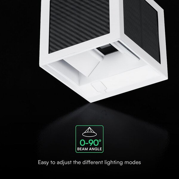 V-TAC 9W COB LED szolár fali fehér lámpa, szenzorral, állítható színhőmérséklettel - SKU 24295