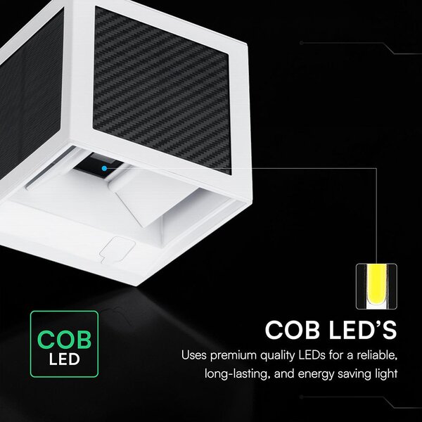V-TAC 9W COB LED szolár fali fehér lámpa, szenzorral, állítható színhőmérséklettel - SKU 24295