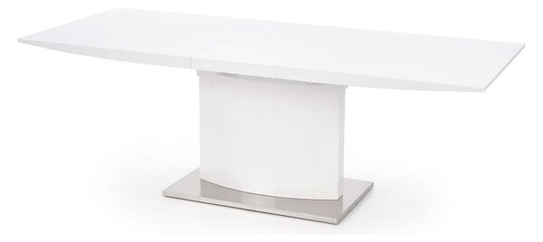 Asztal Houston 216, Fényes fehér, 76x90x180cm, Hosszabbíthatóság, Közepes sűrűségű farostlemez