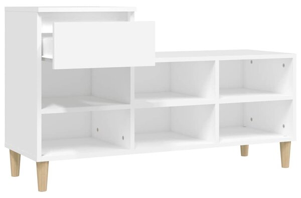 Fehér szerelt fa cipősszekrény 102x36x60 cm