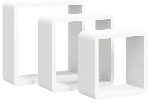 3 db fehér MDF fali kockapolc