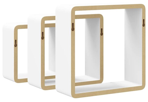 3 db fehér MDF fali kockapolc