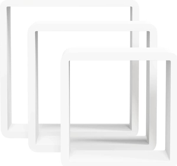 3 db fehér MDF fali kockapolc