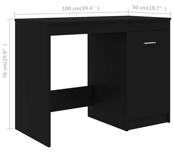 Fekete szerelt fa íróasztal 100 x 50 x 76 cm