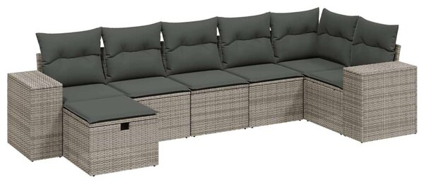 VidaXL Polyrattan Kerti Ülőgarnitúra - 7 részes - Szürke