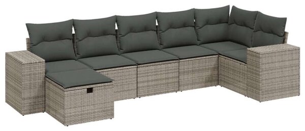 VidaXL Polyrattan Kerti Ülőgarnitúra - 7 részes - Szürke