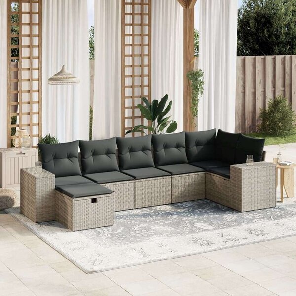 VidaXL Polyrattan Kerti Ülőgarnitúra - 7 részes - Szürke