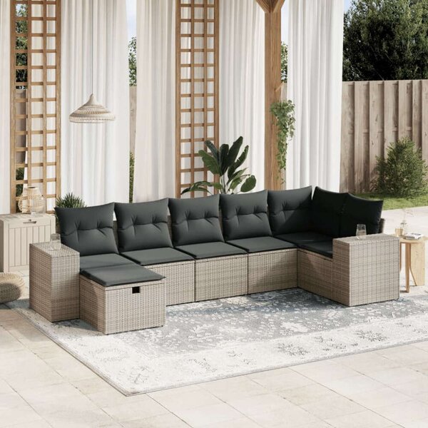VidaXL Polyrattan Kerti Ülőgarnitúra - 7 részes - Szürke