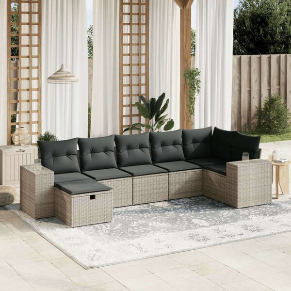 VidaXL Polyrattan Kerti Ülőgarnitúra - 7 részes - Szürke