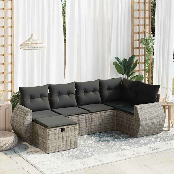 VidaXL Polyrattan Kerti Ülőgarnitúra - 6 részes - Szürke