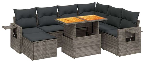 VidaXL Polyrattan Kerti Ülőgarnitúra - 8 részes - Szürke