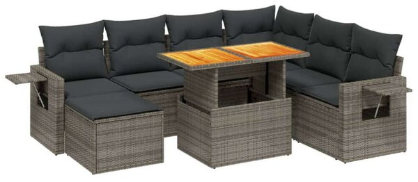 VidaXL Polyrattan Kerti Ülőgarnitúra - 8 részes - Szürke