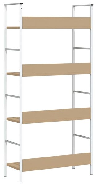4 szintes tölgyszínű szerelt fa könyvespolc 60x27,6x124,5 cm
