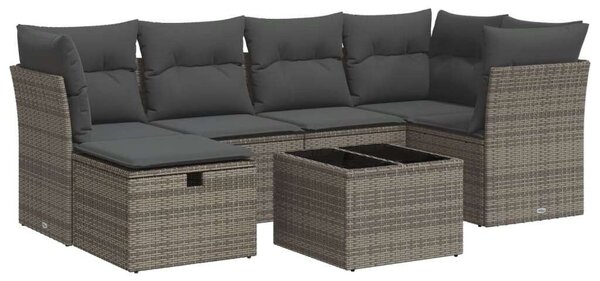 VidaXL Polyrattan Kerti Ülőgarnitúra - 7 részes - Szürke