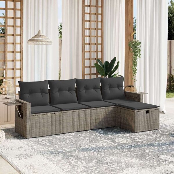 VidaXL Polyrattan Kerti Ülőgarnitúra - 5 részes - Szürke