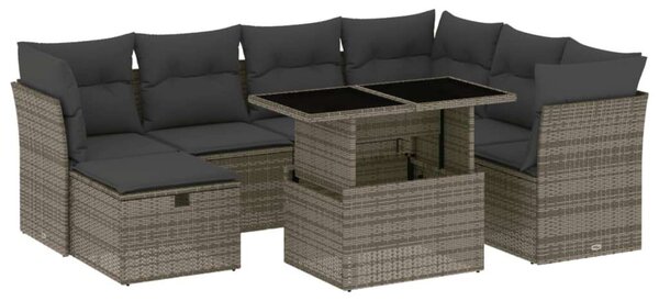 VidaXL 8 részes szürke polyrattan kerti ülőgarnitúra párnákkal