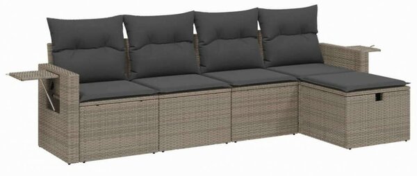 VidaXL Polyrattan Kerti Ülőgarnitúra - 5 részes - Szürke