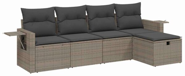 VidaXL Polyrattan Kerti Ülőgarnitúra - 5 részes - Szürke