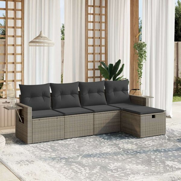 VidaXL Polyrattan Kerti Ülőgarnitúra - 5 részes - Szürke