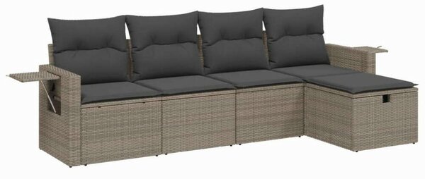 VidaXL Polyrattan Kerti Ülőgarnitúra - 5 részes - Szürke