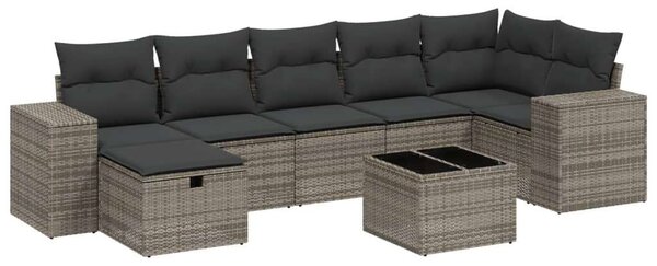 VidaXL Polyrattan Kerti Ülőgarnitúra - 8 részes - Szürke