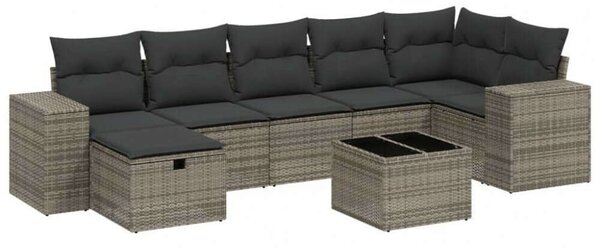 VidaXL Polyrattan Kerti Ülőgarnitúra - 8 részes - Szürke