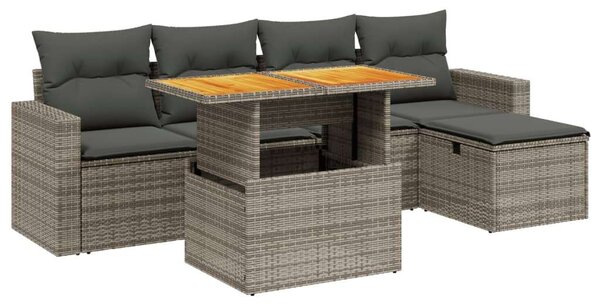 Polyrattan Kerti Ülőgarnitúra - 6 részes - Szürke