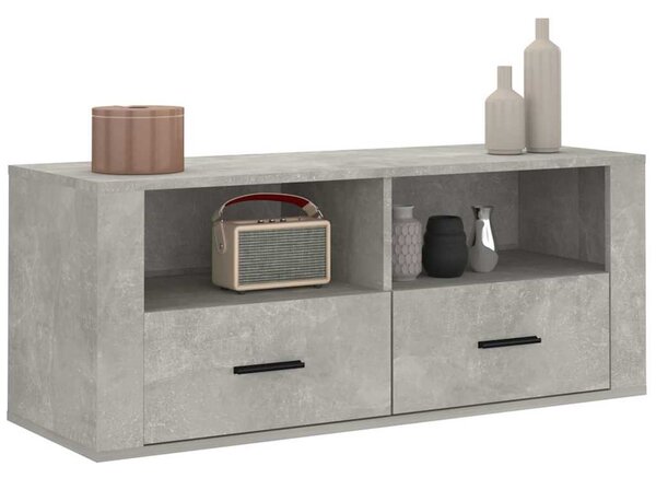 Betonszürke szerelt fa TV-szekrény 100x35x40 cm