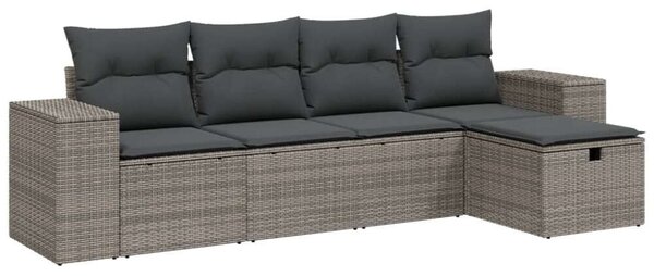 VidaXL 5 részes szürke polyrattan kerti ülőgarnitúra párnákkal