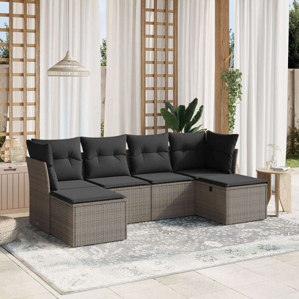 VidaXL Polyrattan Kerti Ülőgarnitúra - 6 részes - Szürke