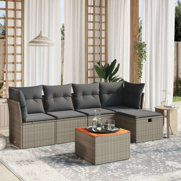 VidaXL Polyrattan Kerti Ülőgarnitúra - 6 részes - Szürke