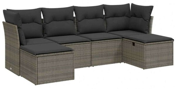 VidaXL Polyrattan Kerti Ülőgarnitúra - 6 részes - Szürke