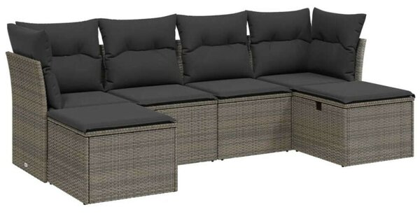 VidaXL Polyrattan Kerti Ülőgarnitúra - 6 részes - Szürke