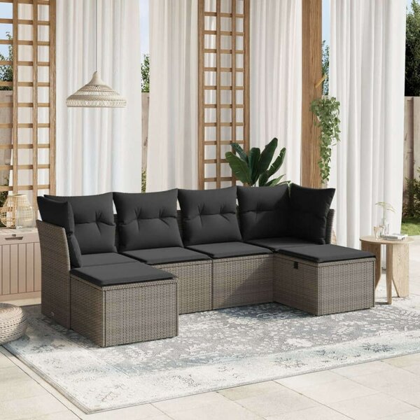 VidaXL Polyrattan Kerti Ülőgarnitúra - 6 részes - Szürke