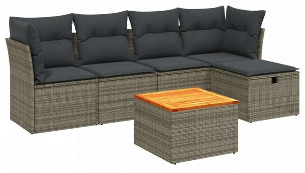 VidaXL Polyrattan Kerti Ülőgarnitúra - 6 részes - Szürke