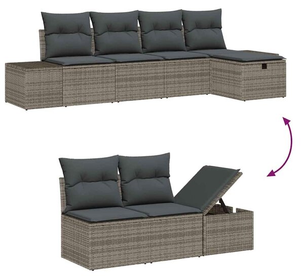 VidaXL Kanapé Szett párnával 5 pcs polirattan