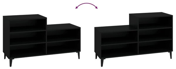 Fekete szerelt fa cipősszekrény 102x36x60 cm
