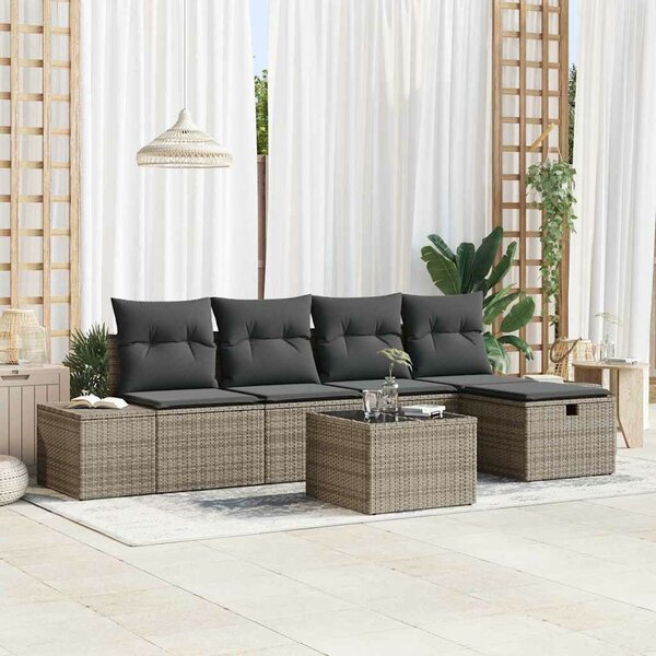 VidaXL Kanapé Szett párnával 5 pcs polirattan
