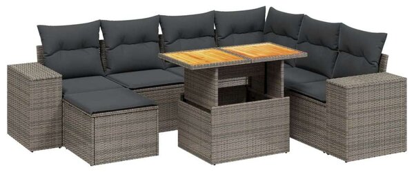 VidaXL Polyrattan Kerti Ülőgarnitúra - 8 részes - Szürke