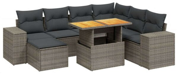 VidaXL Polyrattan Kerti Ülőgarnitúra - 8 részes - Szürke