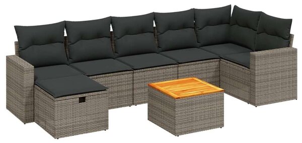 Polyrattan Kerti Ülőgarnitúra - 8 részes - Szürke