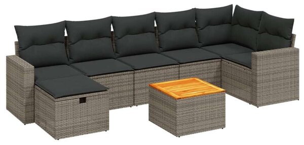 Polyrattan Kerti Ülőgarnitúra - 8 részes - Szürke