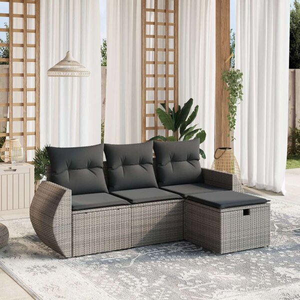 VidaXL Polyrattan Kerti Ülőgarnitúra - 4 részes - Szürke