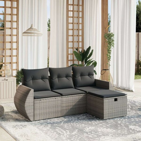 VidaXL Polyrattan Kerti Ülőgarnitúra - 4 részes - Szürke