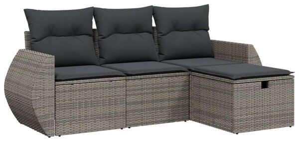 VidaXL Polyrattan Kerti Ülőgarnitúra - 4 részes - Szürke