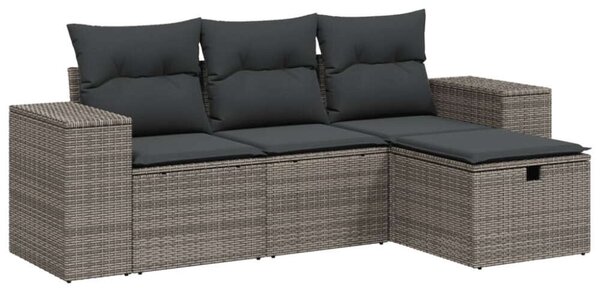 Polyrattan Kerti Ülőgarnitúra - 4 részes - Szürke