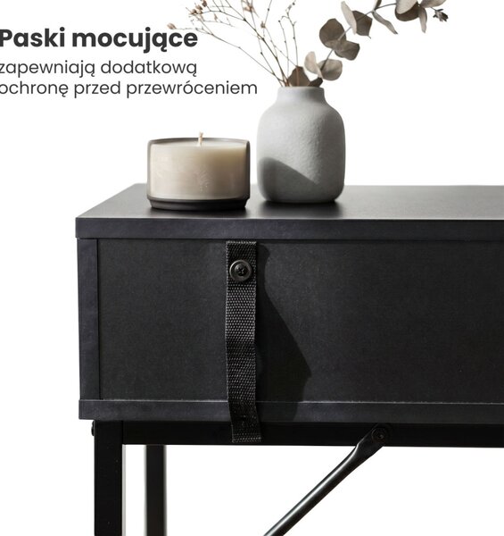 AKORD MODENA loft konzolasztal 1 fiókkal 80 cm fekete fém lábakkal