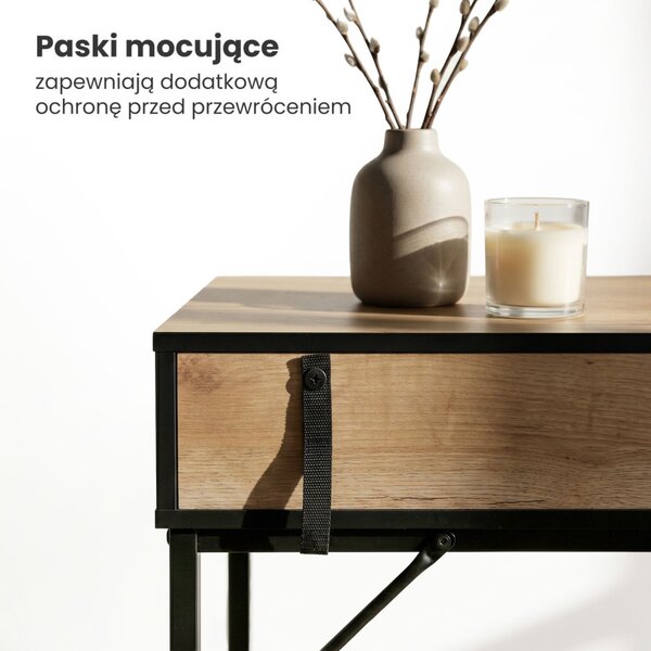 AKORD MODENA loft konzolasztal 1 fiókkal 80 cm dab craft fekete lábakkal
